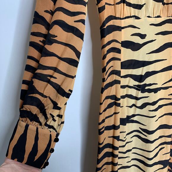 Realisation Vivienne Midi Dress Tiger Small New Silk Womens Small - Picture 14 of 16
